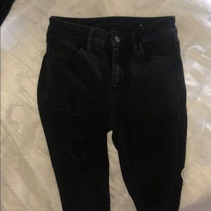 Ripped Cuffed Black AE Jeans